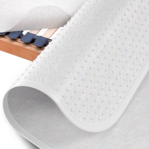 Weißer Beautissu Matratzenschoner 90x200 mit Noppenstruktur zum Schutz der Matratze.