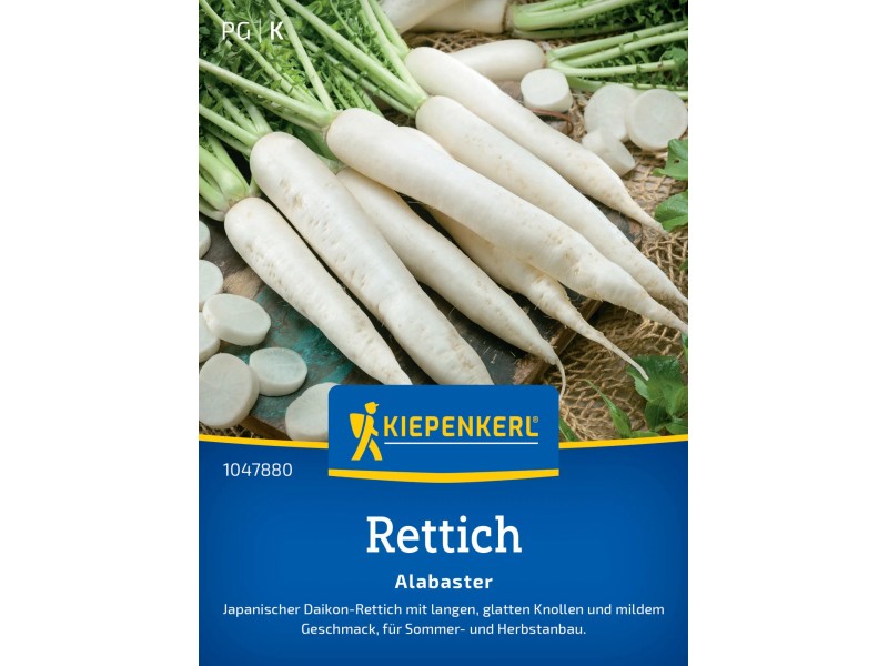 Rettich Neptun F1 Saatgut – Weißer, Langer Rettich, 25–30 Cm, Unempfindlich Gegen Rettichschwärze