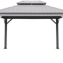 Sojag Aluminium Pavillon Messina 12x16 Champagner mit Doppeldach und Stahlrahmen.