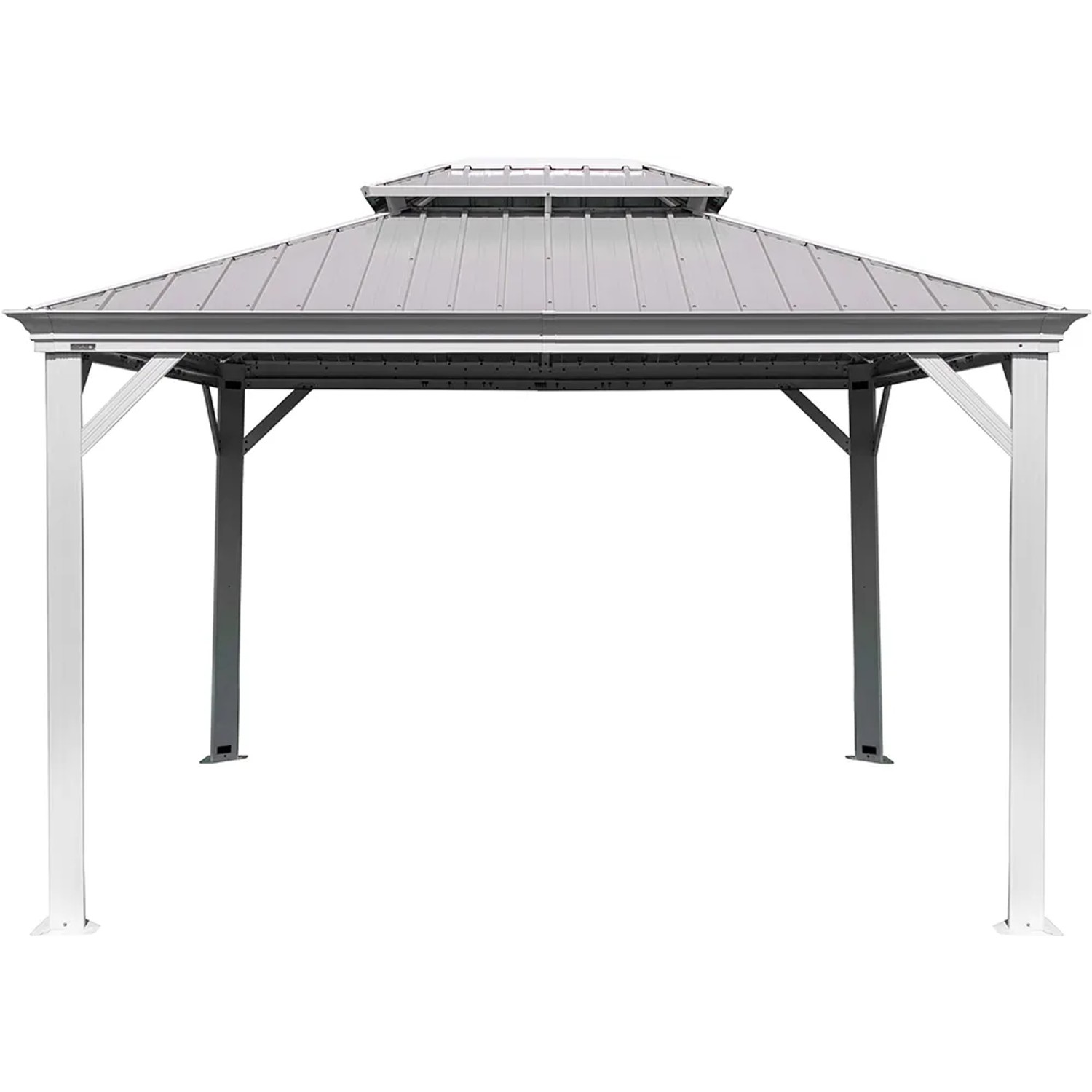 Sojag Aluminium Pavillon Messina 12x16 Champagner mit Doppeldach und Stahlrahmen.