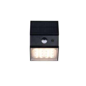 Schwarze Reality LED Solar-Wandleuchte Talca mit Bewegungsmelder, 8,8x9,5x7,4cm.