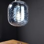 LUCE Design Pendelleuchte Nereide, blaues Glas mit Wellenmuster, höhenverstellbar.