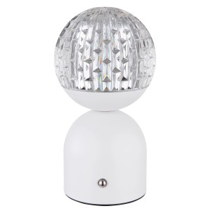 Weiße Globo LED-Tischleuchte Julsy aus Metall, 20 cm, mit Kristall-Effekt.