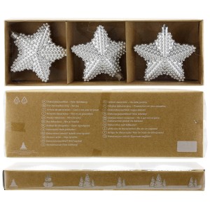 Weihnachts-Deko Sterne zum Hängen aus Kunststoff Ø 8 cm x 3 cm Silber 3 Stück