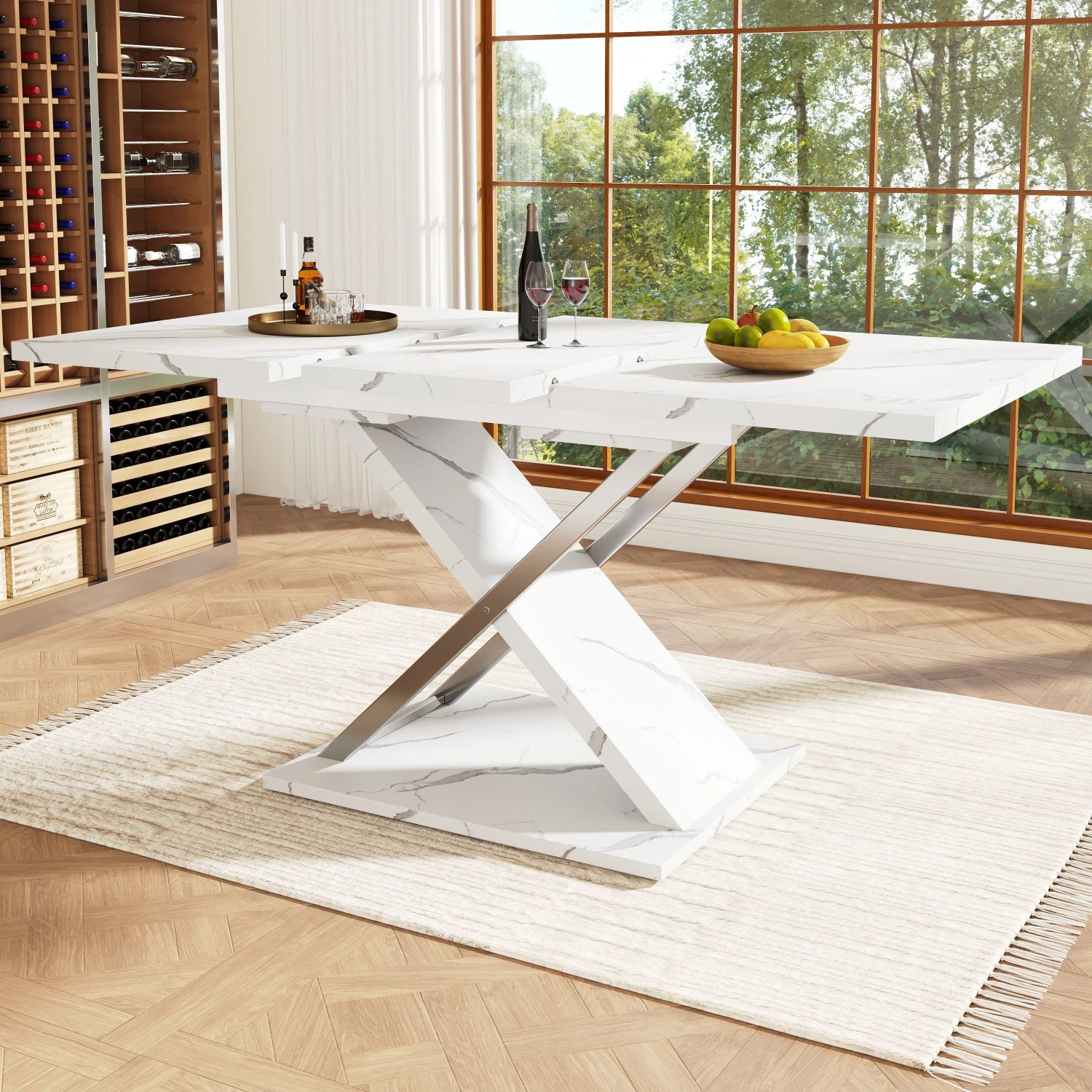 okwish Ausziehbarer Esstisch Platzsparender Küchentisch für Esszimmer Wohnzimmer Weiß/Schwarz kaufen bei OBI