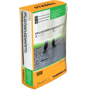 Tassullo Pflasterfugenmörtel, 25 kg Sack. Fugenmörtel für Pflasterarbeiten im Außenbereich.