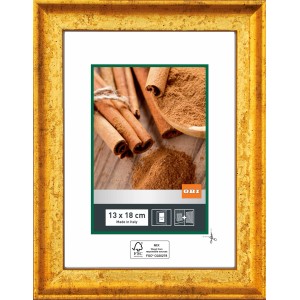 Goldener OBI Holz-Bilderrahmen, 13x18 cm, FSC-zertifiziert, mit Antik-Struktur.