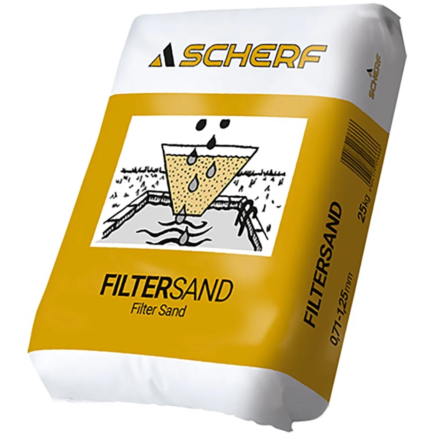 Sack Scherf Filtersand, hellbeige, 25 kg, Körnung 0,71-1,25 mm, für Pool Filteranlagen.