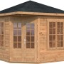 Palmako Holz-Pavillon Melanie, braun, 330x330 cm, mit Doppeltür und Fenstern. Gartenlaube aus Holz.