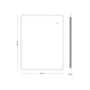 Skizze eines Kristall-Form Leuchtspiegels Highlight II, 90x70 cm, mit LED und Dimmfunktion.