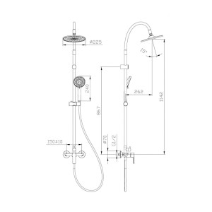 Inter Ceramic Duschsystem 6544 Überkopf Schwarz