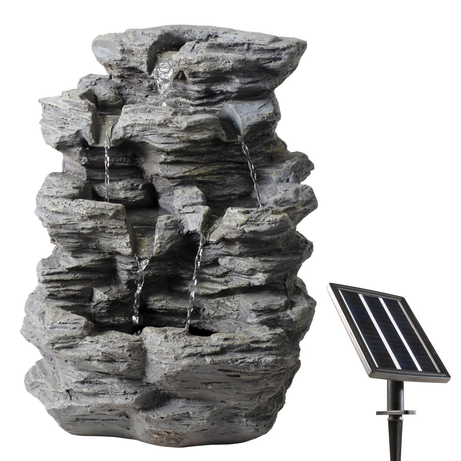 Brunnen Steinformation mit Solarpanel 44 cm Grau kaufen bei OBI