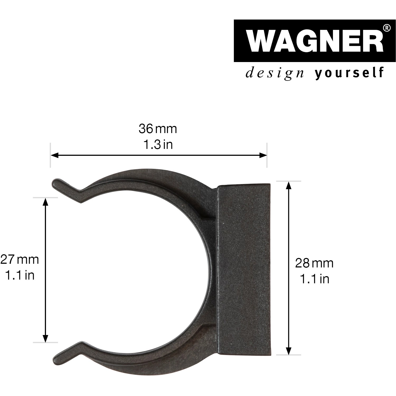 Wagner Befestigungsclips für Sockelverstellfuß, 2er-Set, Kunststoff, für Rohre Ø 27,5 mm.