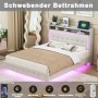 okwish Polsterbett 140x200cm mit USB LED Verstecktem Fußteil Beige ohne Matratze_7