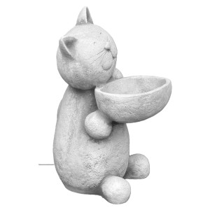 Lachende Katze als Pflanzschale aus Beton, 30x14x13cm, Gartendeko.