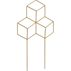 Goldfarbener Pflanzstab Form 4 aus Metall, 20x1x35cm, Zubehör für Pflanztöpfe.