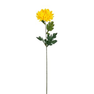 Gelbe Kunstblume Chrysantheme, 60 cm hoch, detailgetreue Nachbildung für Dekoration.