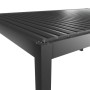 Detailansicht der Biohort Pergola 5,5 m x 3,5 m in Quarzgrau-Metallic. Terrassenüberdachung mit Lamellen.