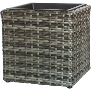 Quadratischer Pflanzkübel Cube in Shadow-Optik, 28x28x28 cm, aus Polyrattan-Geflecht.