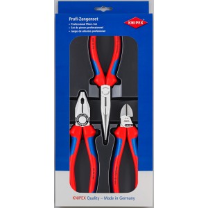 Knipex Zangenset Profi: Kombizange, Seitenschneider und Flachrundzange im Set.