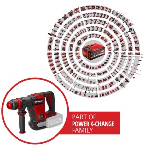 Einhell Akku-Abbruchhammer TP-DH 18/4: Kompakter, roter Bohrhammer mit Akku und Power X-Change Familie Logo.