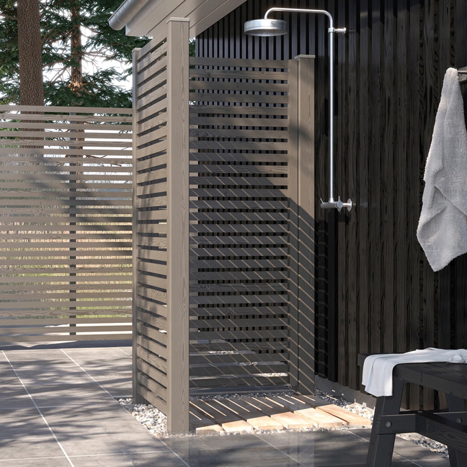 Umbragraue Pfostenkappe Classic 91x91 mm als Zubehör für Zaunbau und Sichtschutz.