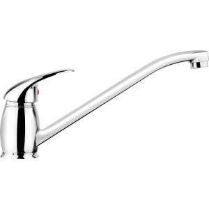 Chromfarbene baliv Niederdruck Küchenarmatur KI-5010 N mit schwenkbarem Auslauf.