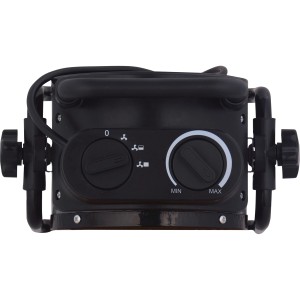 Detailansicht des schwarzen Keramik-Heizlüfters Sanda 3.000 W mit Bedienelementen.