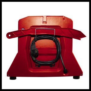 Rückansicht der roten Einhell TC-SP 204 Hobelmaschine mit Kabelaufwicklung.