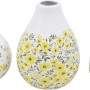 Boltze Vasen Set Mayla, 3-fach sortiert, mehrfarbig mit gelben Blumenmuster.