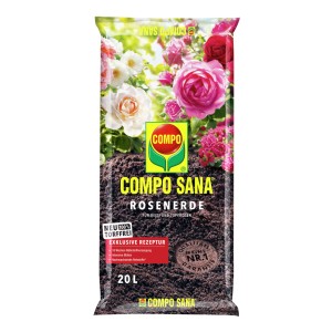 Sack Compo Sana Rosenerde, torffrei, 20 Liter. Spezialerde für Rosen in Garten und Kübel.