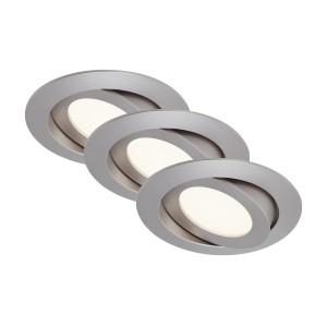 3er-Set schwenkbare Briloner LED-Einbauleuchten, Nickel matt, neutralweiß.