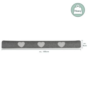 Anthrazitfarbener Beautissu Zugluftstopper Tuuli mit Herzmuster, 100cm lang, ideal als Türstopper.