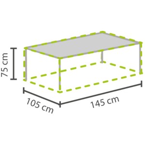 Abbildung der Perel Schutzhülle für Gartentische, 140x105x145cm, zum Schutz vor Wettereinflüssen.