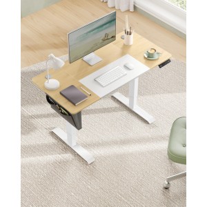 Songmics Schreibtisch Balok Höhenverstellbar 120 cm Eiche-Weiß
