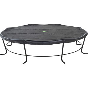 Schwarze EXIT Premium Abdeckplane für runde Trampoline mit Ø366cm, schützt vor Witterung und Schmutz.