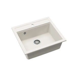 Helika Einbauspüle Quadro, 56x51 cm, Weiß, aus Granitverbundstoff.