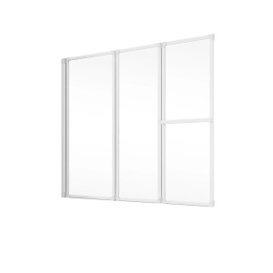 Schulte 3-teilige Badewannenfaltwand, 151,8x140 cm, weiß, mit Handtuchhalter.