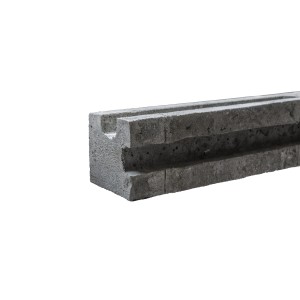 Betongrauer Betonzaun-Eckpfosten, einseitig, 210 cm, für Sichtschutzzäune.