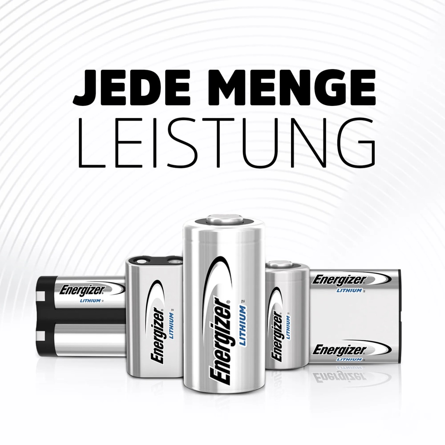 Energizer CR2 Lithium Fotobatterien, 2 Stück. Silberne Batterien in verschiedenen Größen.