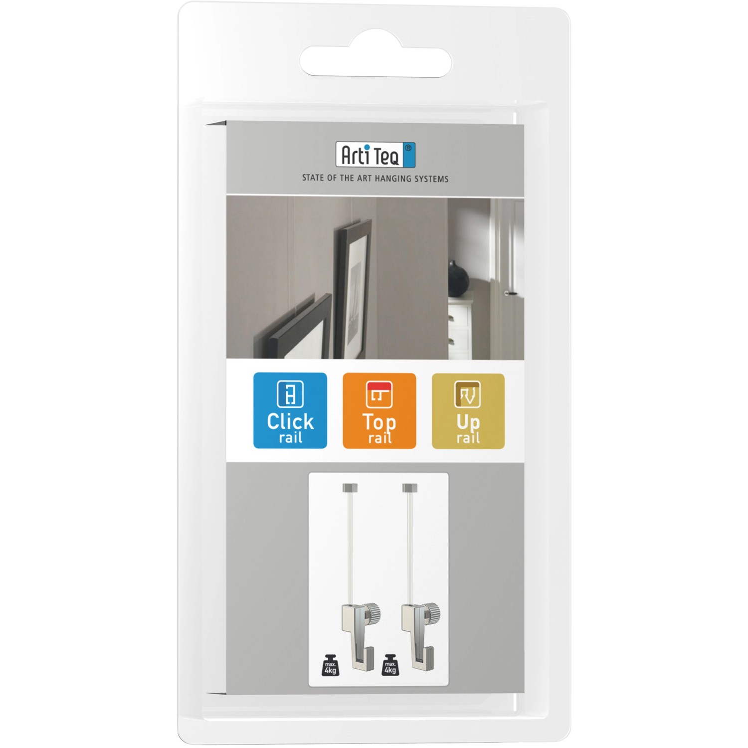 Artiteq Aufhängeschnur mit 2 Haken, 150cm, 4kg Tragkraft, für Bilderhaken & Ösen.