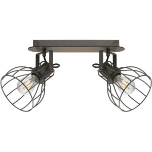 Eglo Sambatello Spotleuchte, 2-flammig, braun-silber, mit Käfig-Design.