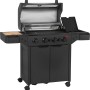 Jamestown Gasgrill KNOX Master Class mit 4 Brennern und Abdeckhaube. Grillwagen mit Seitenbrenner und Schneidebrett.