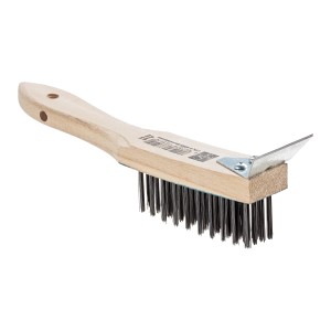 LUX Drahtbürste mit Schaber, 4-reihig, für Holz und Metall. Handwerkzeug zum Reinigen und Entrosten.