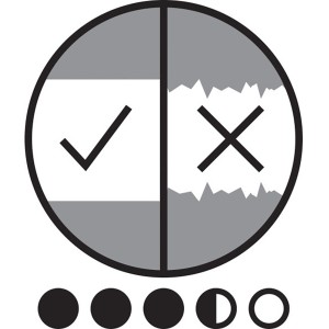 Symbol für saubere Farbkanten mit Tesa Malerband: links korrekt, rechts ausgefranst.