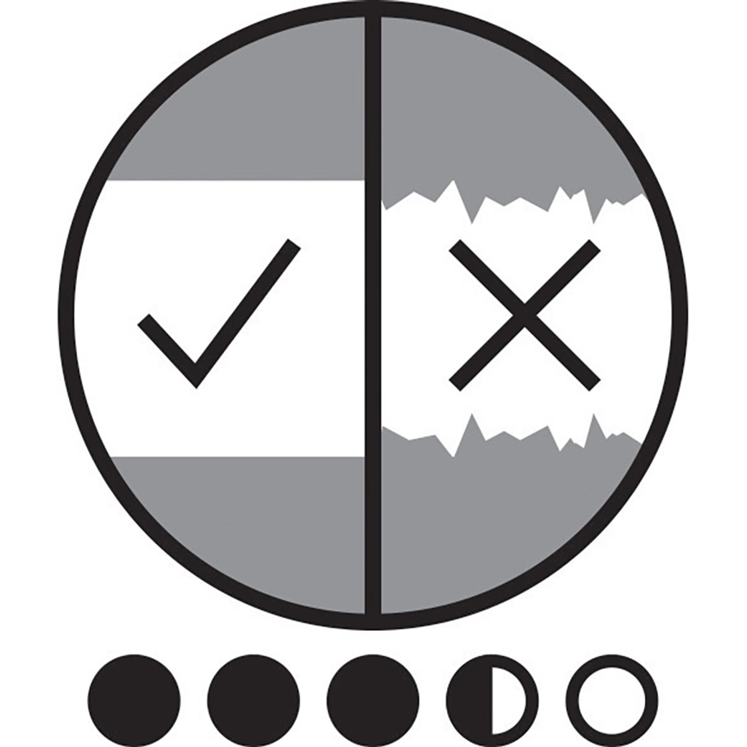 Symbol für saubere Farbkanten mit Tesa Malerband: links korrekt, rechts ausgefranst.