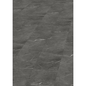 Click-Vinylboden Fliese Town Bolder Marble mit Trittschall, dunkle Marmoroptik.
