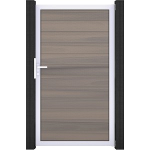 GroJa Tor Solid, 150x180 cm, Bi-Color Sichtschutzzaun mit Rahmen in EV1.