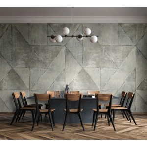 Graue Marburg Fototapete Smart Art Gallery in Steinoptik mit modernem Dreiecksmuster.