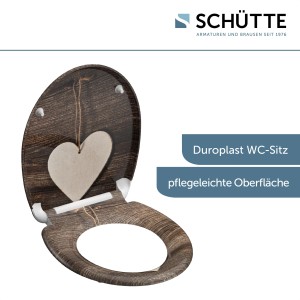 Schütte WC-Sitz Wood Heart Duroplast mit Holz-Optik und Herz-Motiv.
